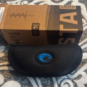 NEW Costa Black Sunglass Case with Blue Logo and cloth